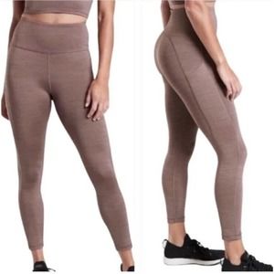 Athleta Space Dye Almond Ultimate Stash Pocket 7/8 Length Leggings Size Medium